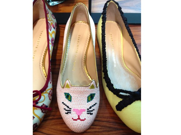 kitty embroidered flats
