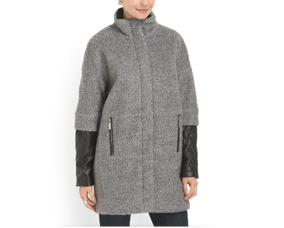 [Vince Camuto Tonal Quilted Sleeve Coat, $99.99, T.J.Maxx]