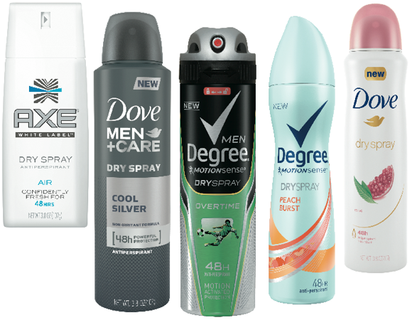 unilever dry spray deodorants