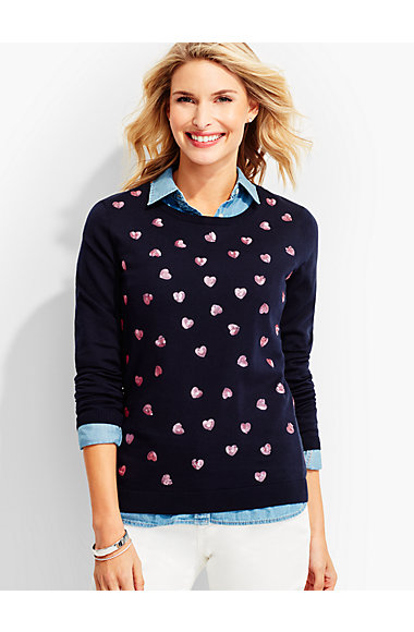 Talbots Sequin Hearts Sweater